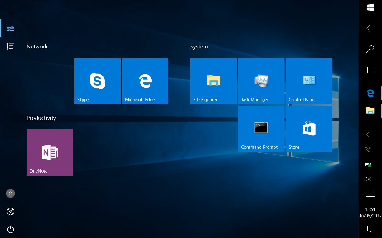 Windows 10 start screen